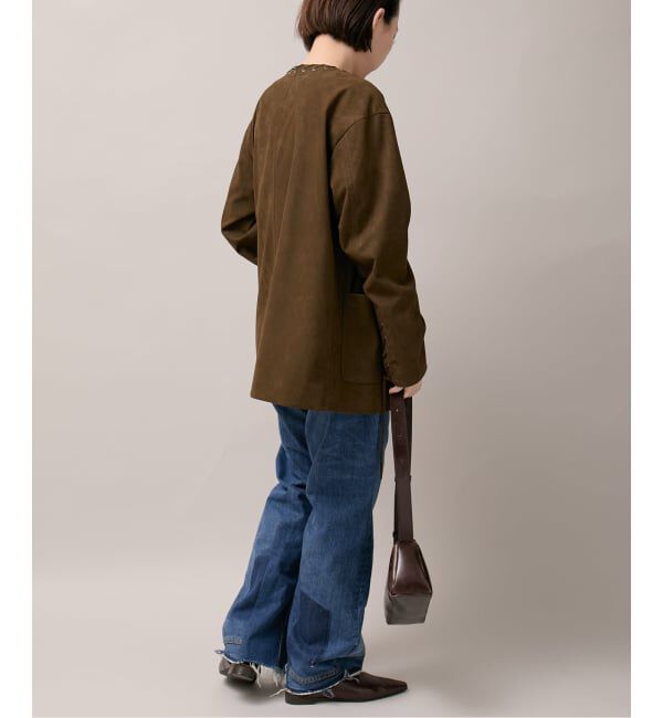  「SUEDE-LIKE LACEUP JACKET」|ノーカラージャケット|