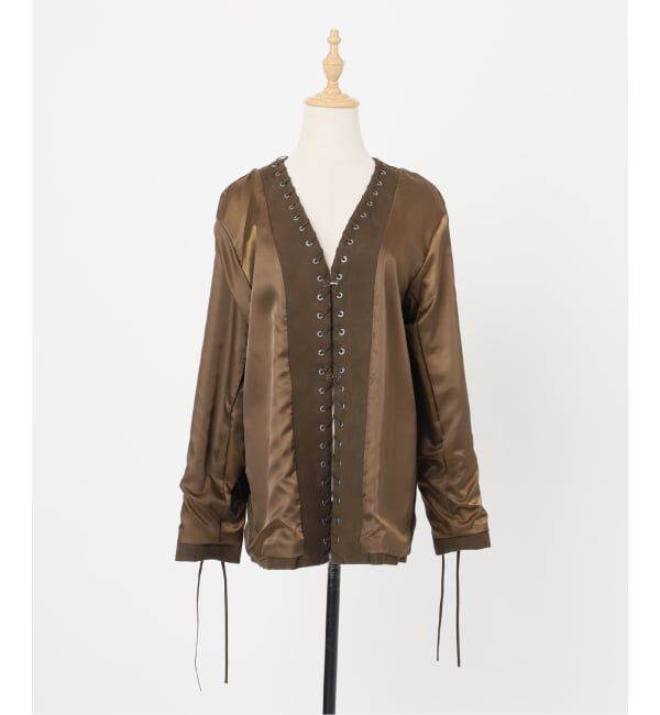  「SUEDE-LIKE LACEUP JACKET」|ノーカラージャケット|
