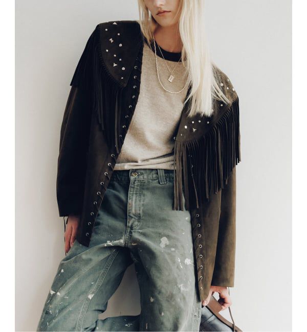  「SUEDE-LIKE LACEUP JACKET」|ノーカラージャケット|