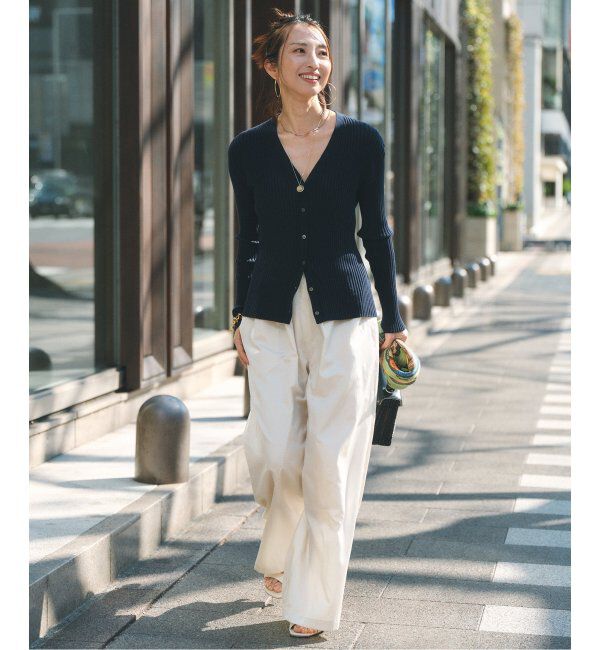 VERMEIL par iena「イタリア糸 RIB Vネックカーディガン」|カーディガン|