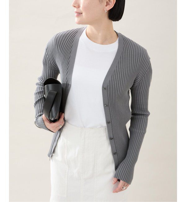VERMEIL par iena「イタリア糸 RIB Vネックカーディガン」|カーディガン|