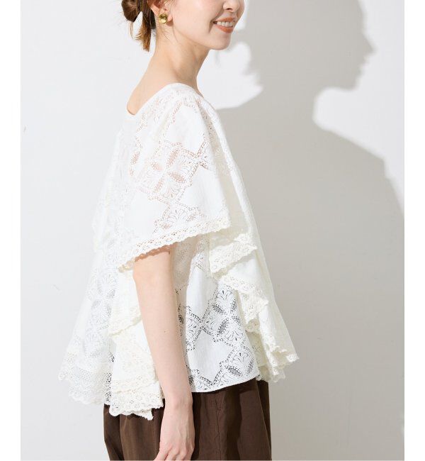 SLOBE IENA「レースフリルVネックブラウス」|シャツ・ブラウス|