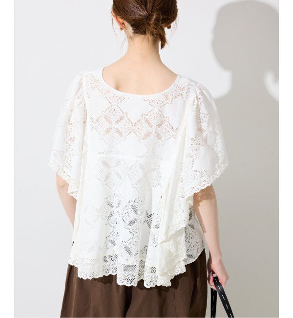 SLOBE IENA「レースフリルVネックブラウス」|シャツ・ブラウス|
