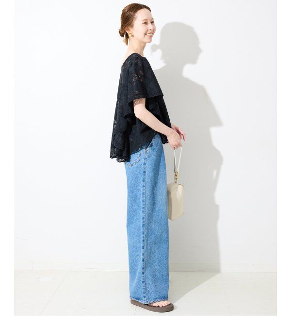 SLOBE IENA「レースフリルVネックブラウス」|シャツ・ブラウス|