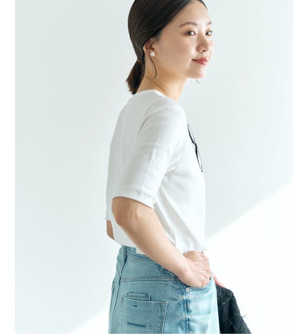 IENA「《追加2》コットンフライスハーフスリーブプルオーバー」|Tシャツ・カットソー|