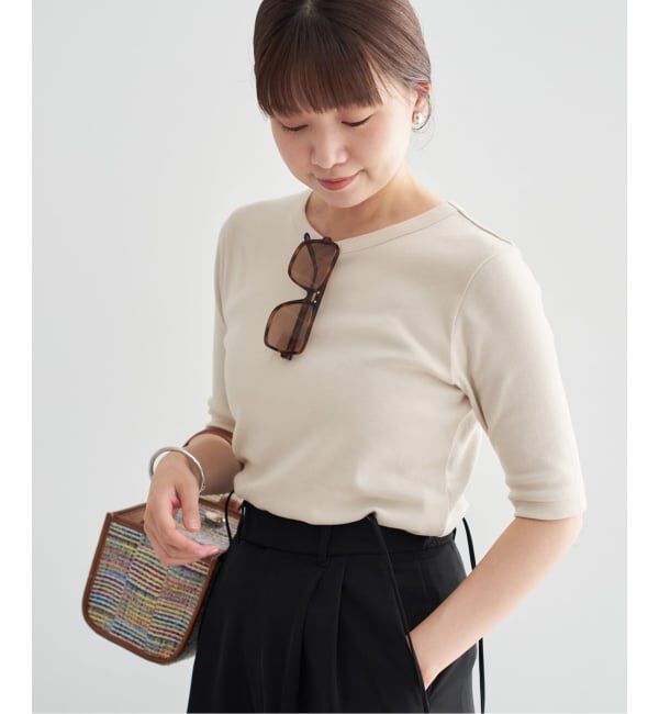 IENA「《追加2》コットンフライスハーフスリーブプルオーバー」|Tシャツ・カットソー|