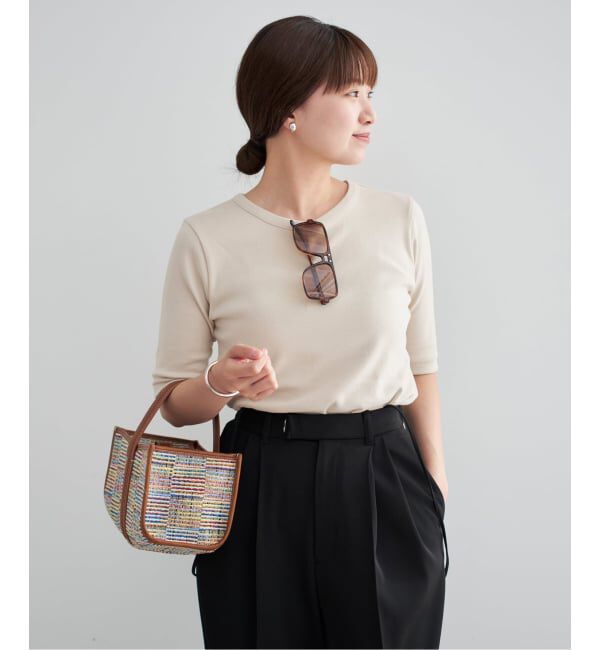 IENA「《追加2》コットンフライスハーフスリーブプルオーバー」|Tシャツ・カットソー|