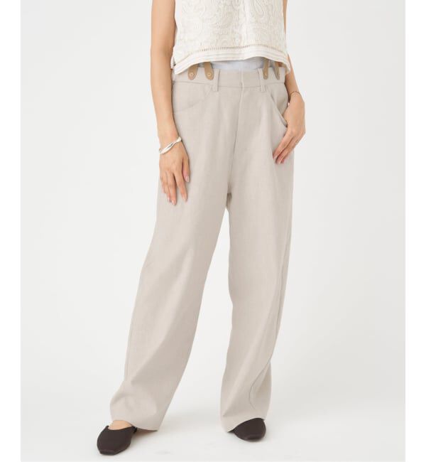 IENA「リネンコンサスペンダーワーカーズスラックス」|スラックス|