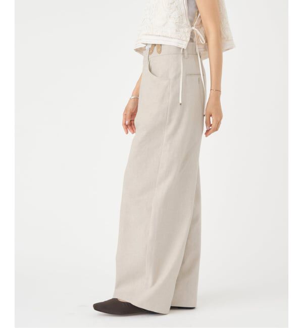 IENA「リネンコンサスペンダーワーカーズスラックス」|スラックス|