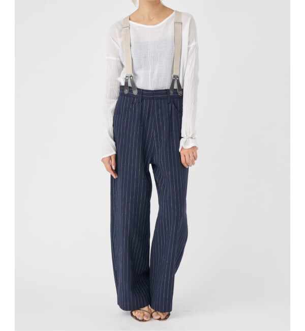 IENA「リネンコンサスペンダーワーカーズスラックス」|スラックス|ネイビー A