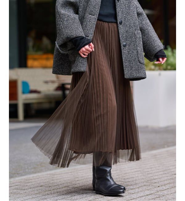 SLOBE IENA「《追加》リバーシブルプリーツスカート」|スカート|ブラウン