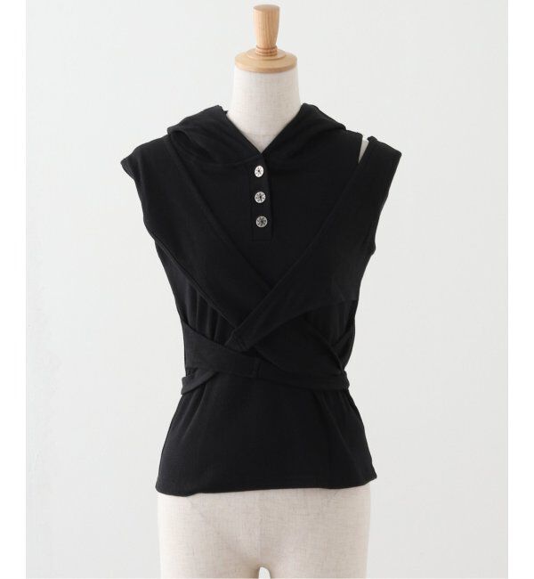 PULP「【Geek Office / ギークオフィス】 エルイーイーワイ STRAP HOODED SLEEVELESS TOP」|その他|ブラック