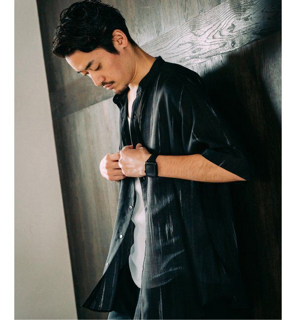 EDIFICE「《追加》パターンクリスプショートスリーブバンドカラーシャツ」|シャツ・ブラウス|