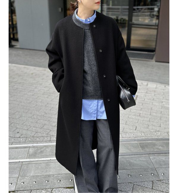 JOURNAL STANDARD「《追加2》スーパー140ビーバーノーカラーコート」|ノーカラーコート|ブラック