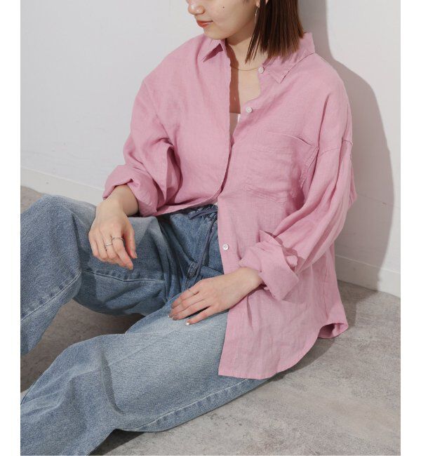 JOURNAL STANDARD relume「《追加》手洗い可 / カラーリネンオーバーサイズシャツ」|シャツ・ブラウス|ピンク
