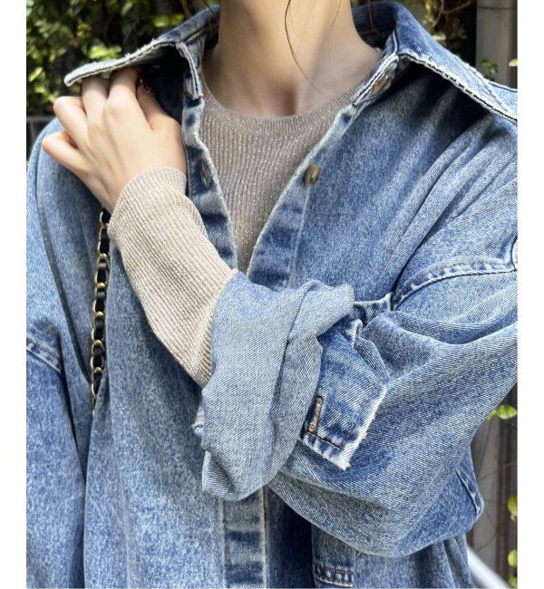 Spick and Span「《追加2》ラメリブクルーネックプルオーバー」|ニット・セーター|