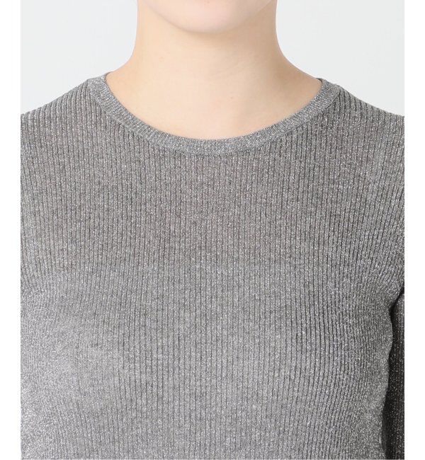 Spick and Span「《追加2》ラメリブクルーネックプルオーバー」|ニット・セーター|