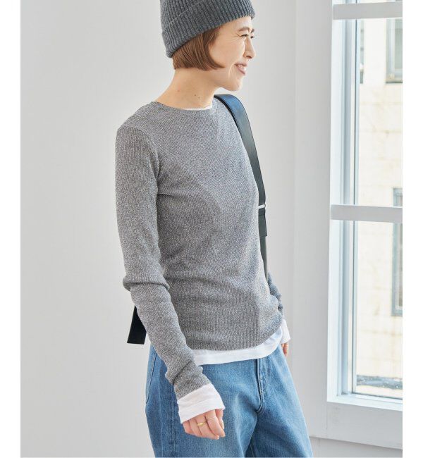 Spick and Span「《追加2》ラメリブクルーネックプルオーバー」|ニット・セーター|