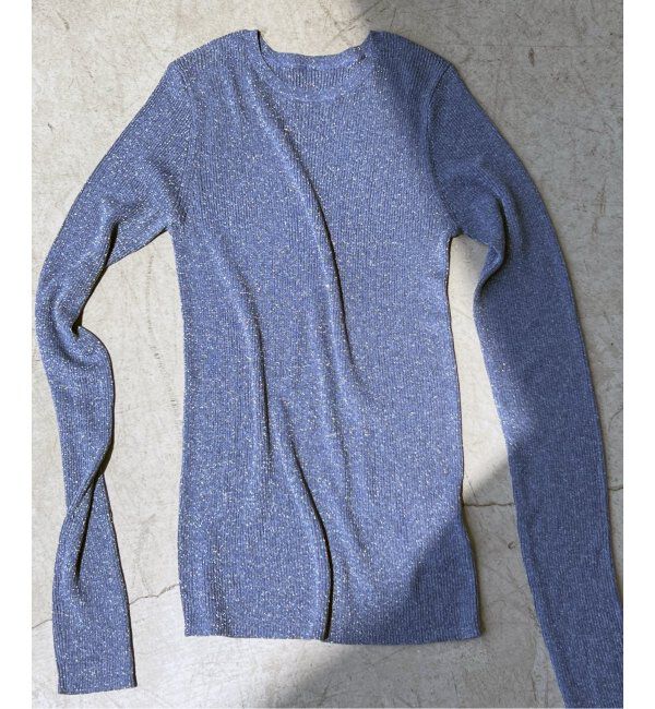 Spick and Span「《追加2》ラメリブクルーネックプルオーバー」|ニット・セーター|ブルー A