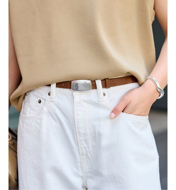 FRAMeWORK「LEFIJE/レフィエ スウェードベルト silverバックル」|ベルト|ブラウン