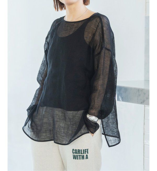 Spick and Span「《手洗い可 / 追加2》メッシュリネンルーズプルオーバー」|シャツ・ブラウス|