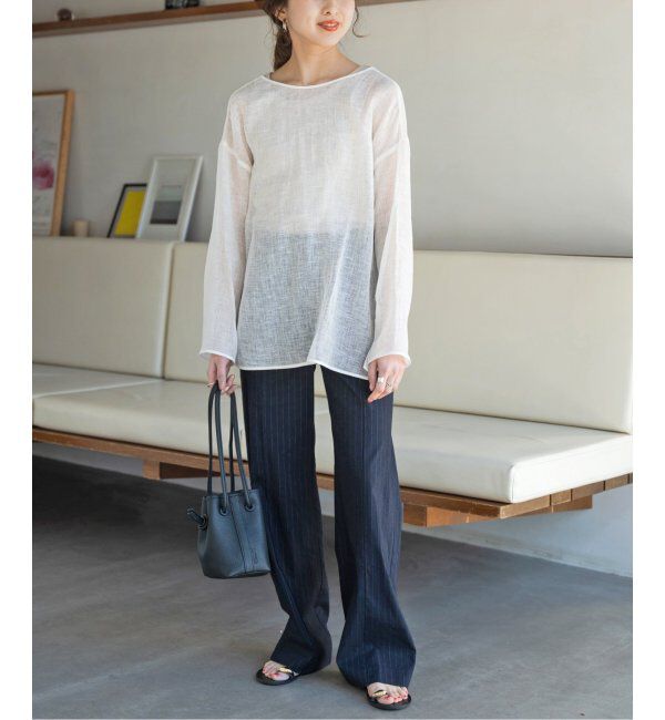 Spick and Span「《手洗い可 / 追加2》メッシュリネンルーズプルオーバー」|シャツ・ブラウス|