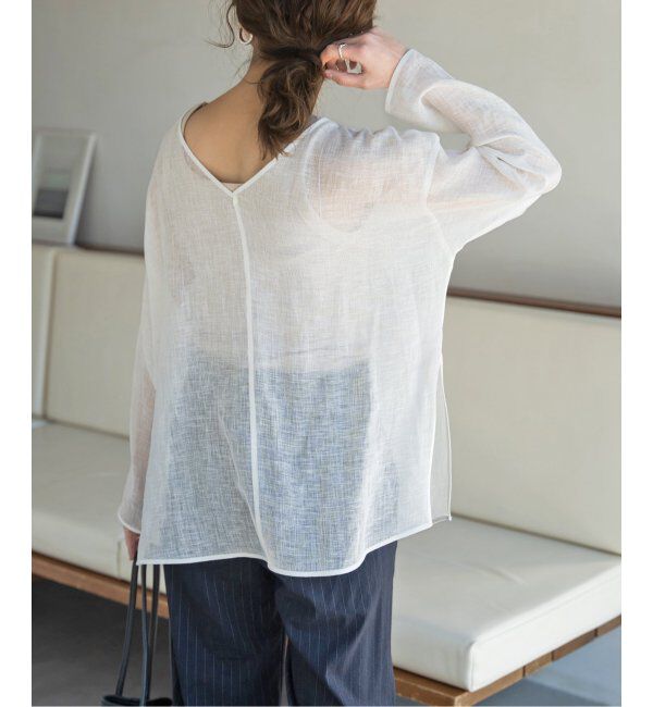 Spick and Span「《手洗い可 / 追加2》メッシュリネンルーズプルオーバー」|シャツ・ブラウス|