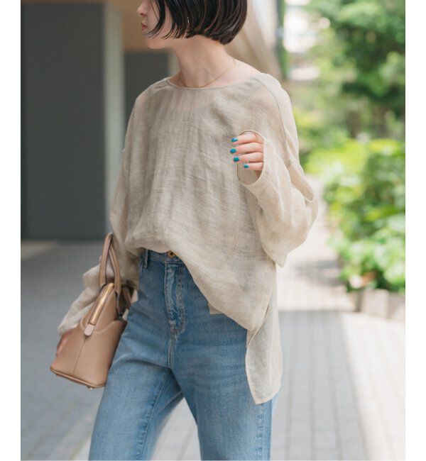 Spick and Span「《手洗い可 / 追加2》メッシュリネンルーズプルオーバー」|シャツ・ブラウス|