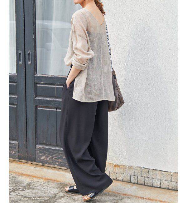 Spick and Span「《手洗い可 / 追加2》メッシュリネンルーズプルオーバー」|シャツ・ブラウス|