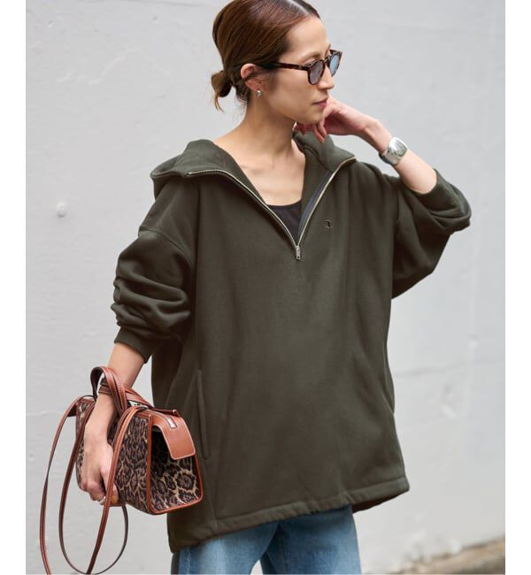 FRAMeWORK「Champion 別注REVERSE WEAVE11.5OZフードハーフジップドロストプルオーバー」|スウェット・ジャージ|