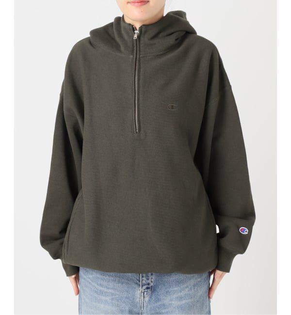 FRAMeWORK「Champion 別注REVERSE WEAVE11.5OZフードハーフジップドロストプルオーバー」|スウェット・ジャージ|
