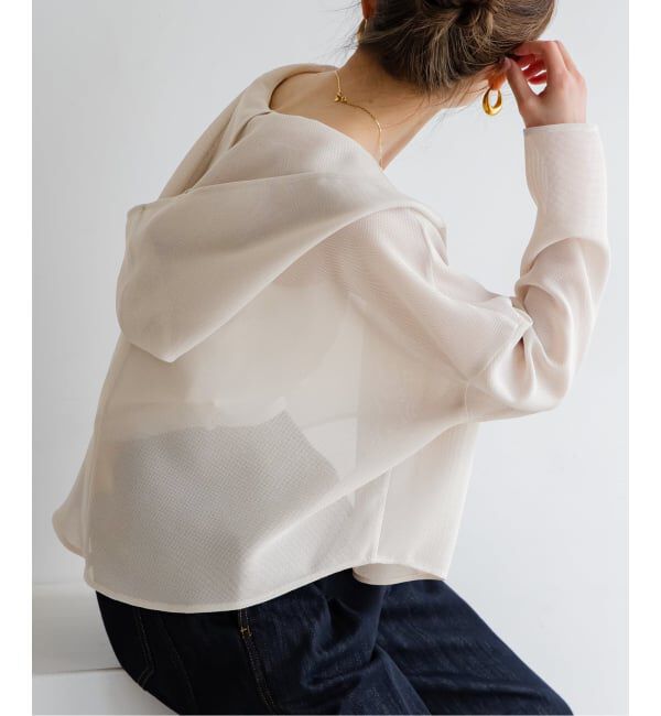 NOBLE「《追加》ブリーズメッシュショートフードブラウス」|シャツ・ブラウス|