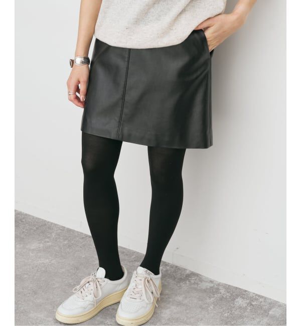Spick and Span「フェイクレザーミニスカート」|スカート|ブラック