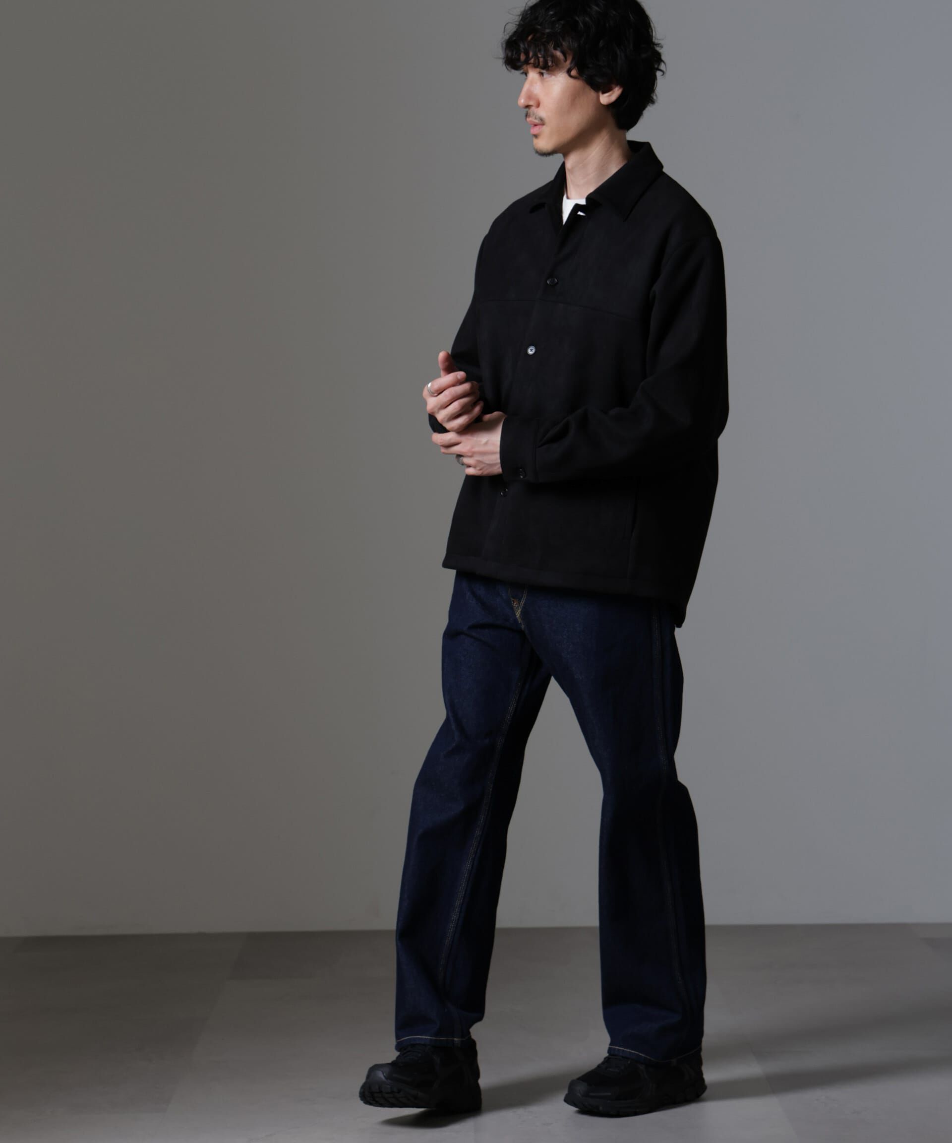 nano･universe「フェイクスウェードストレッチシャツブルゾン」|ブルゾン・スタジャン|