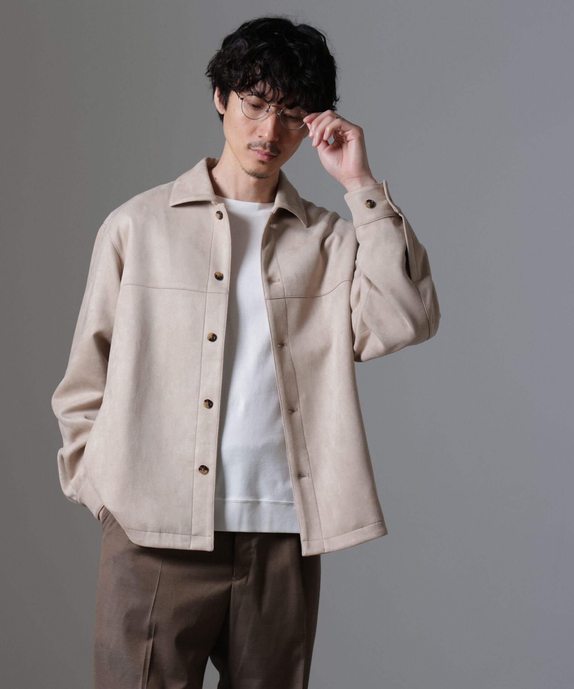 nano･universe「フェイクスウェードストレッチシャツブルゾン」|ブルゾン・スタジャン|