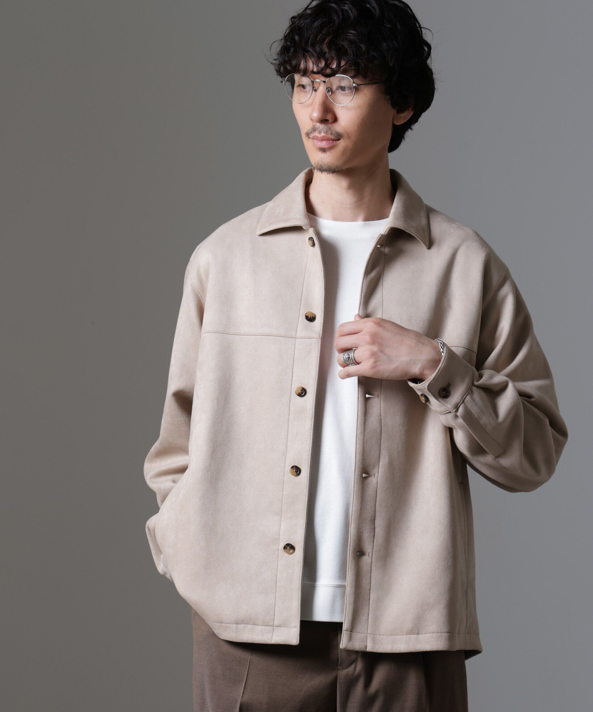 nano･universe「フェイクスウェードストレッチシャツブルゾン」|ブルゾン・スタジャン|