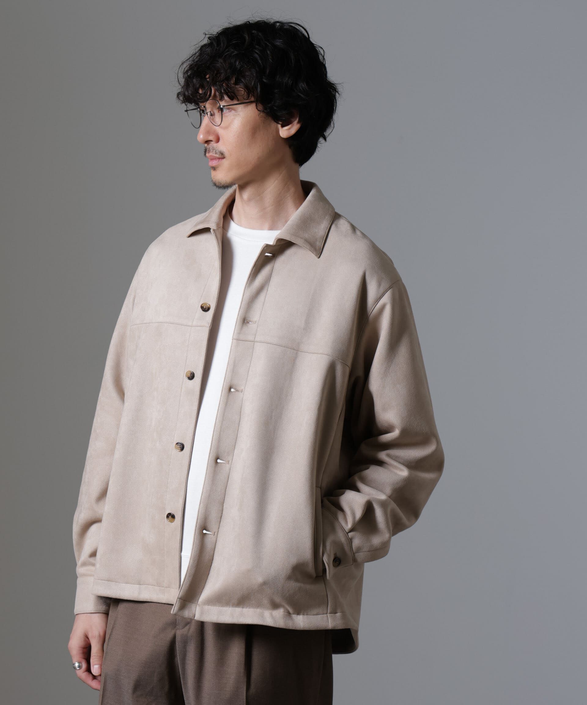 nano･universe「フェイクスウェードストレッチシャツブルゾン」|ブルゾン・スタジャン|