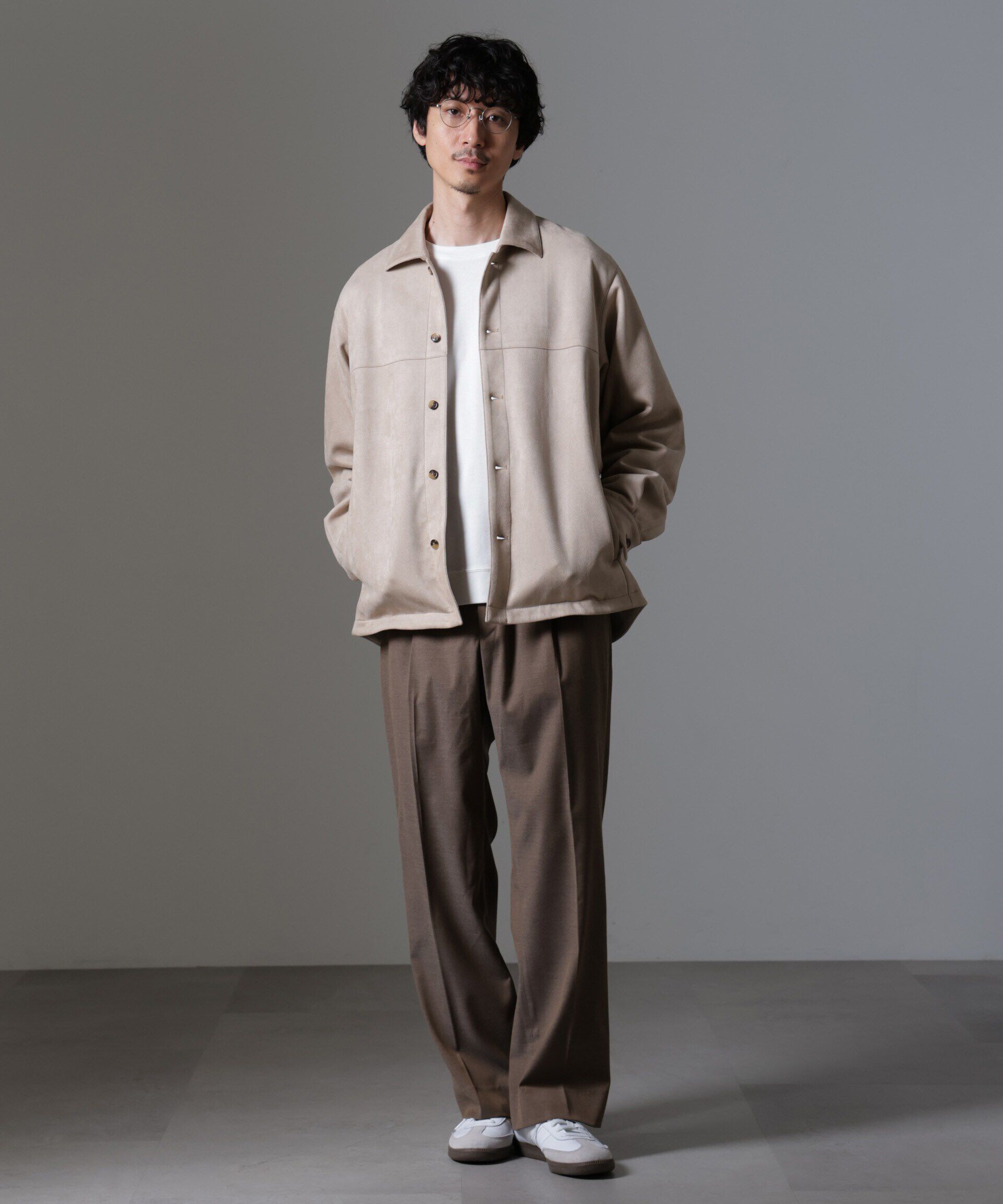 nano･universe「フェイクスウェードストレッチシャツブルゾン」|ブルゾン・スタジャン|