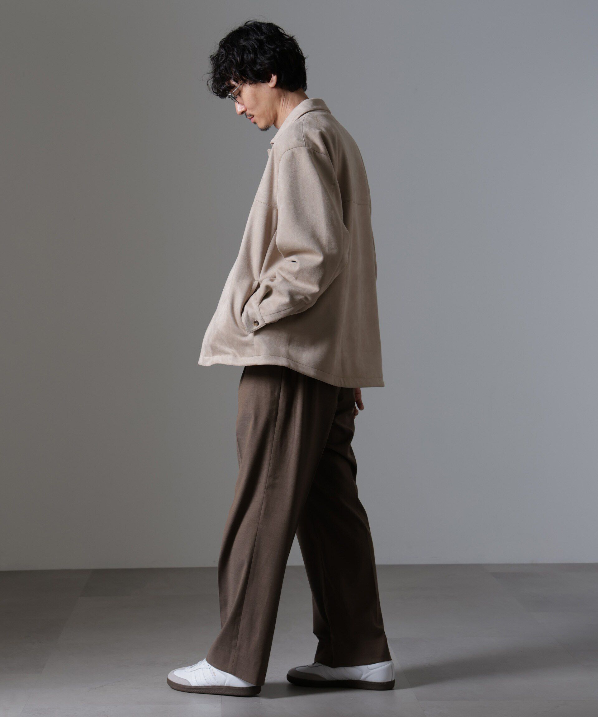 nano･universe「フェイクスウェードストレッチシャツブルゾン」|ブルゾン・スタジャン|