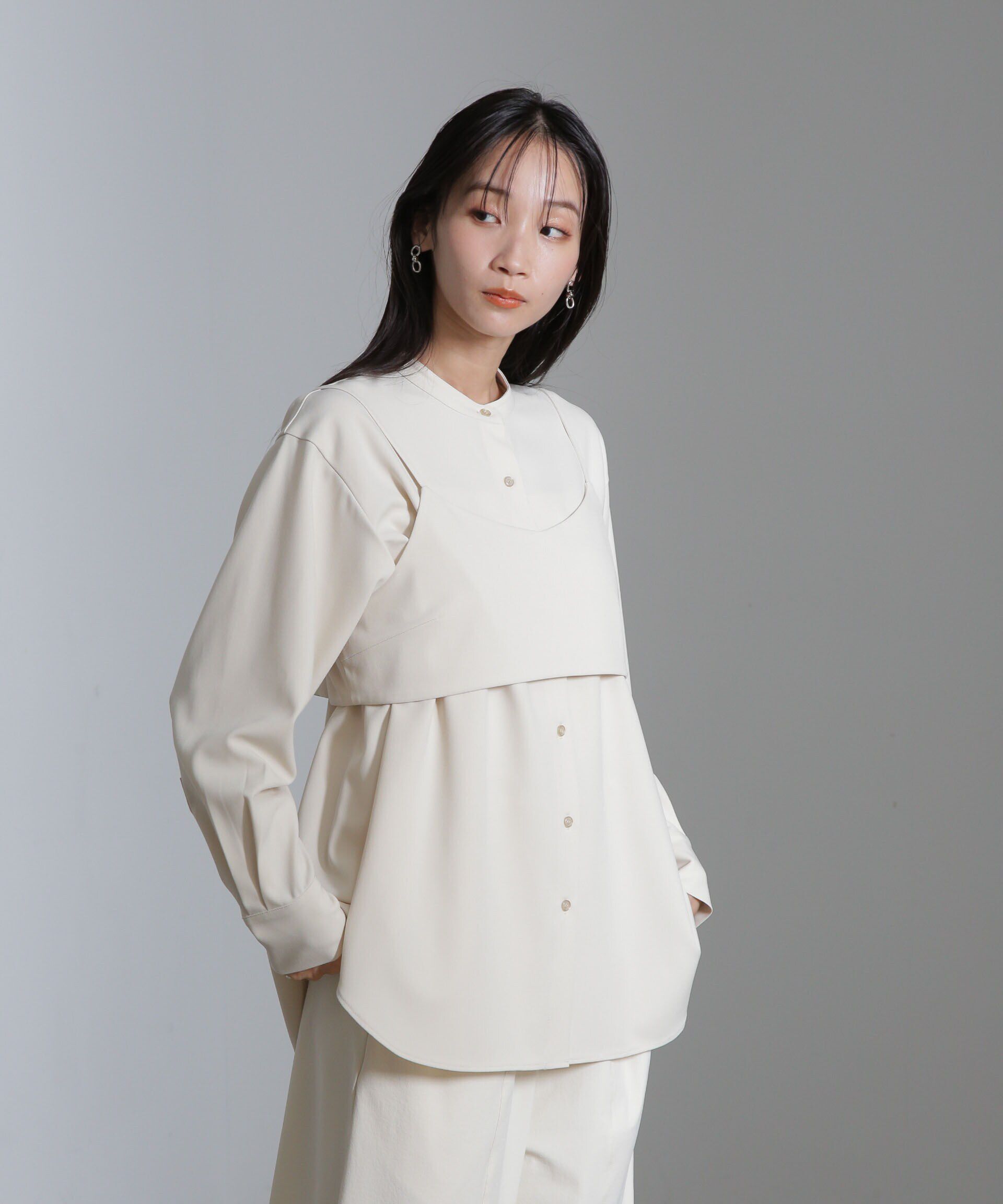 nano･universe「ショートキャミ付シャツ」|シャツ・ブラウス|アイボリー7
