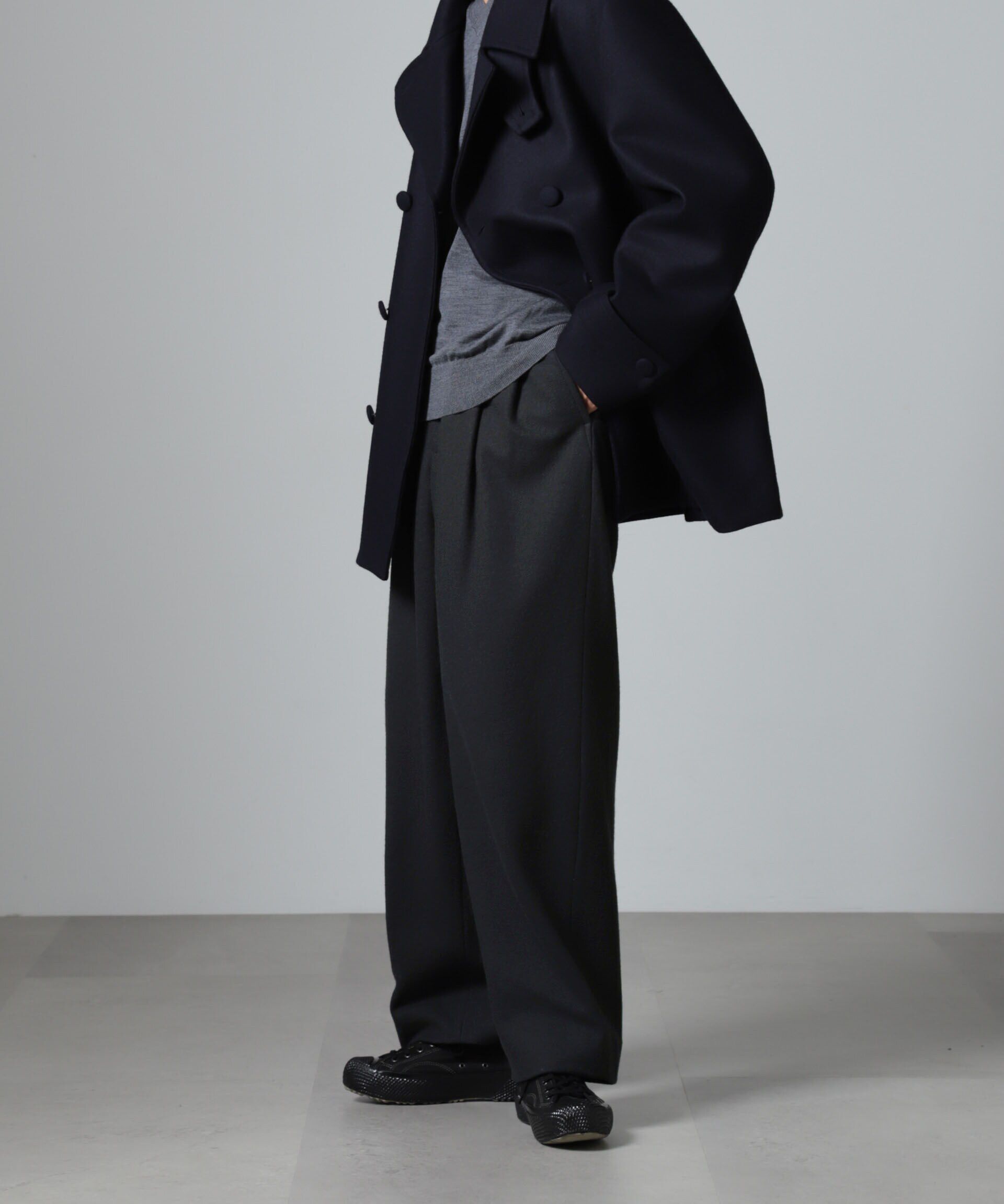nano･universe「「100%ウール」2タックワイドパンツ」|チノ|ブルーグレー5