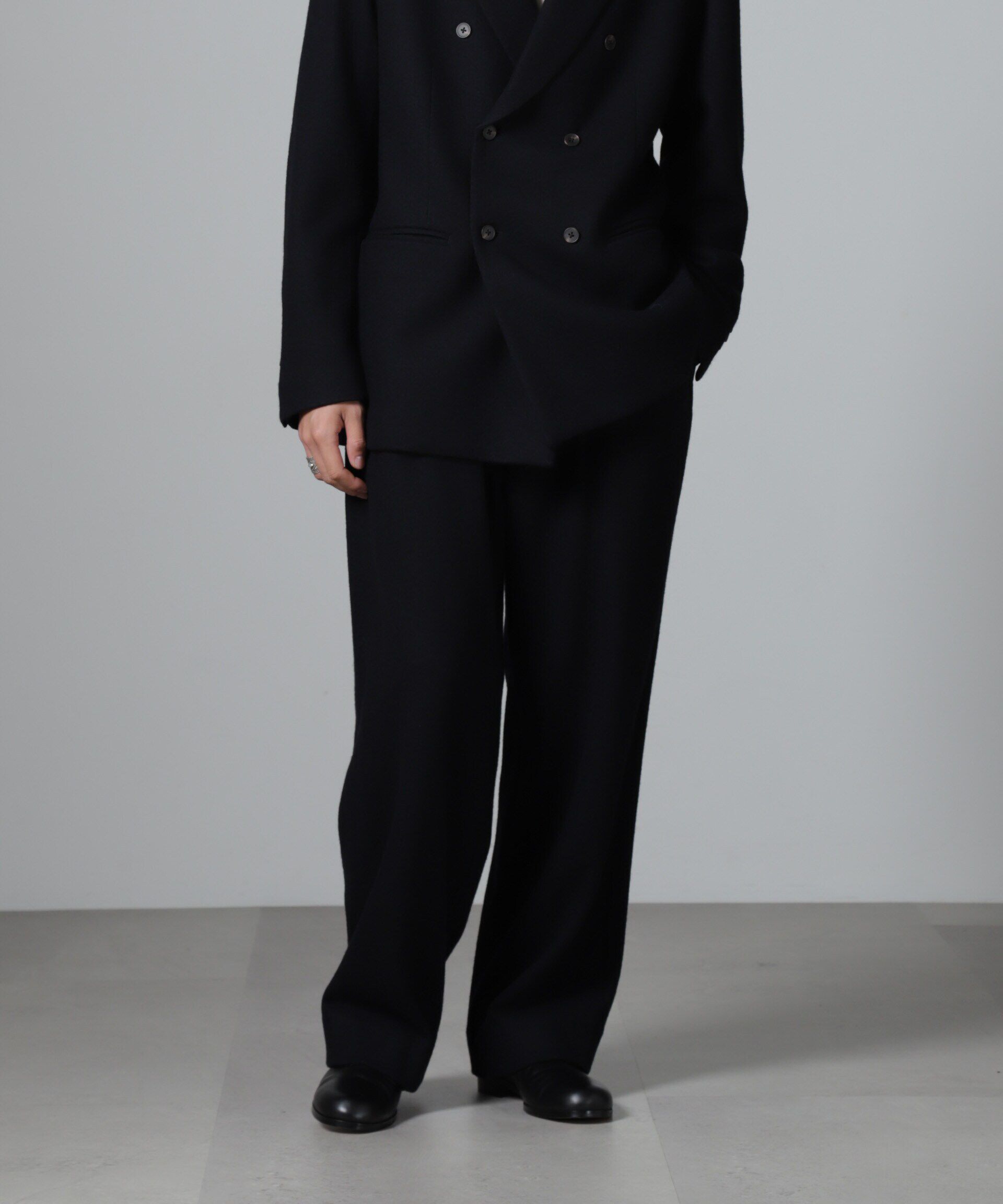 nano･universe「「100%ウール」2タックワイドパンツ」|チノ|D.ネイビー1