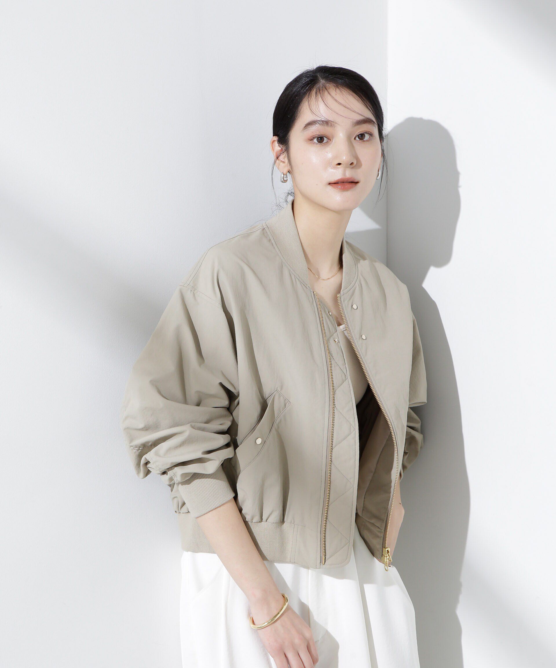 nano･universe「撥水ナイロンリブブルゾン」|ブルゾン・スタジャン|