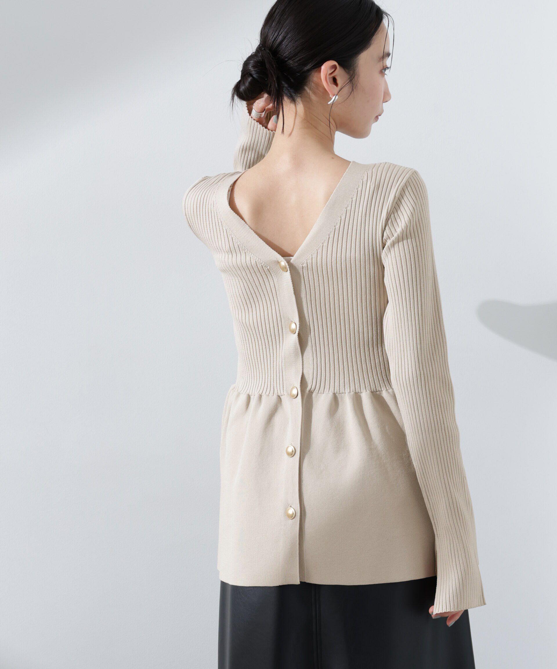 nano･universe「前後2WAYペプラムニットカーディガン」|ニット・セーター|