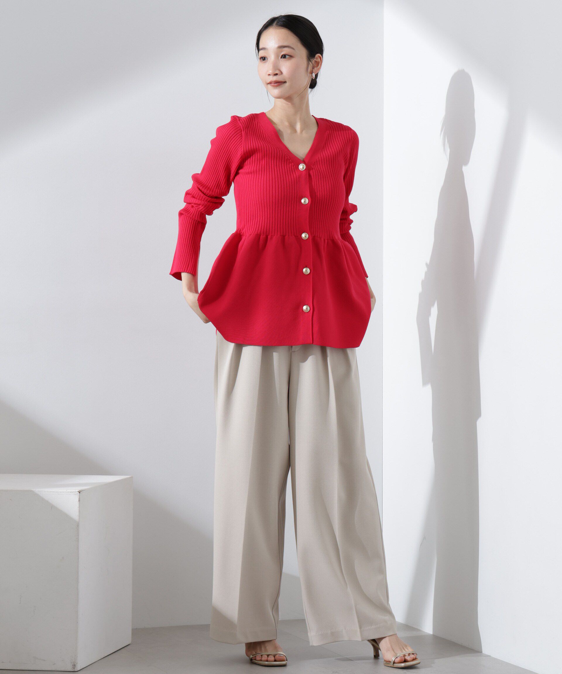 nano･universe「前後2WAYペプラムニットカーディガン」|ニット・セーター|