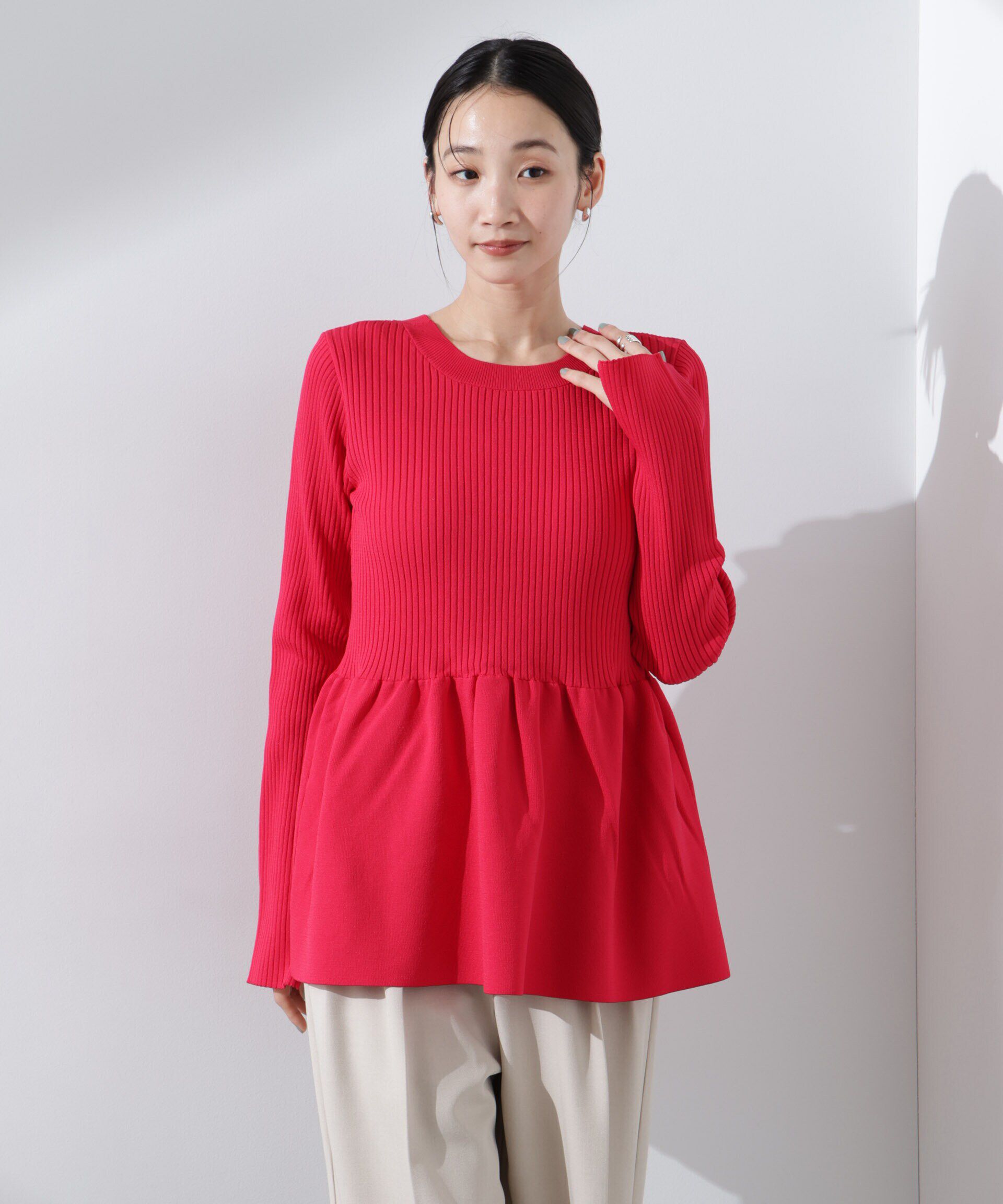 nano･universe「前後2WAYペプラムニットカーディガン」|ニット・セーター|