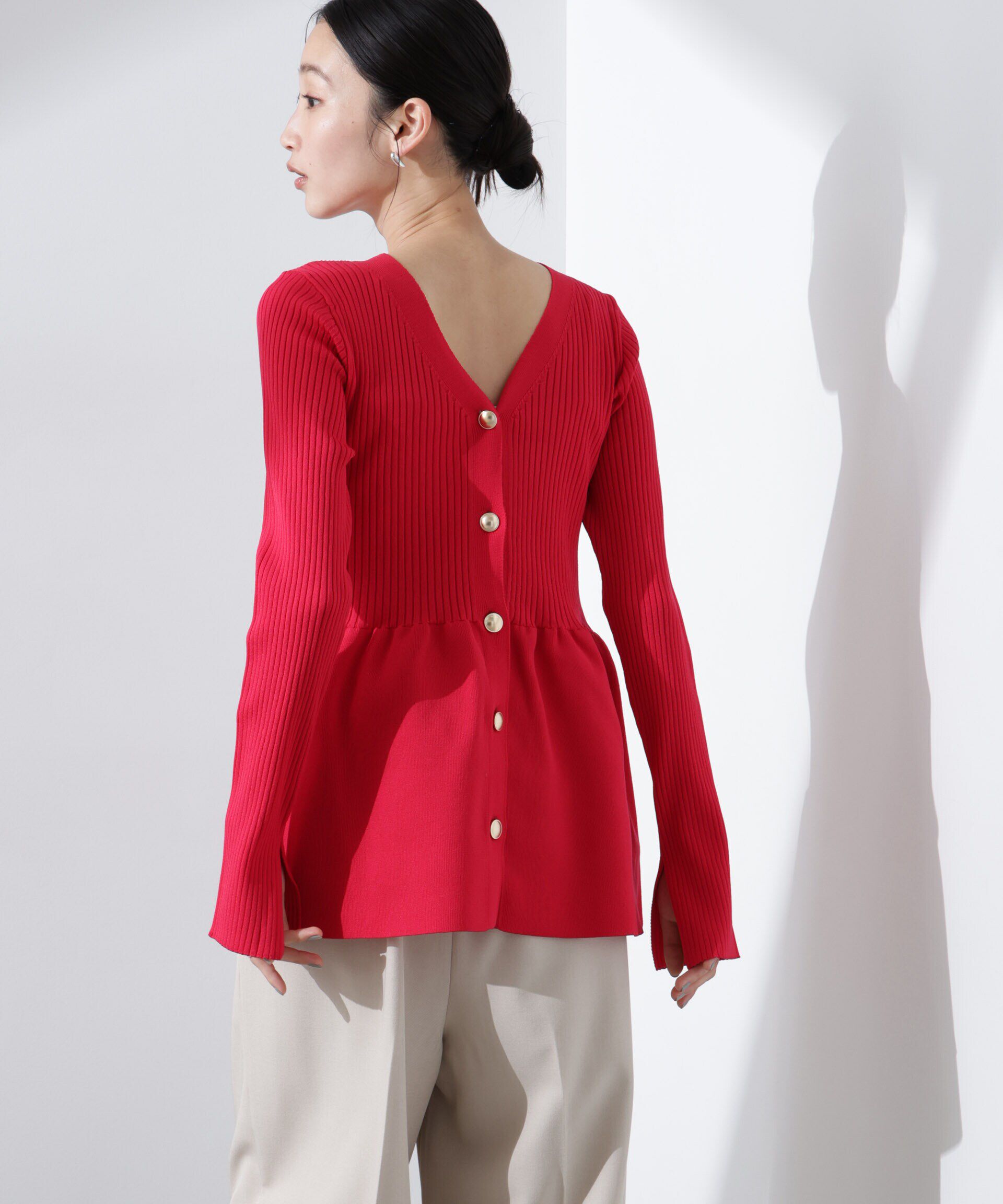 nano･universe「前後2WAYペプラムニットカーディガン」|ニット・セーター|