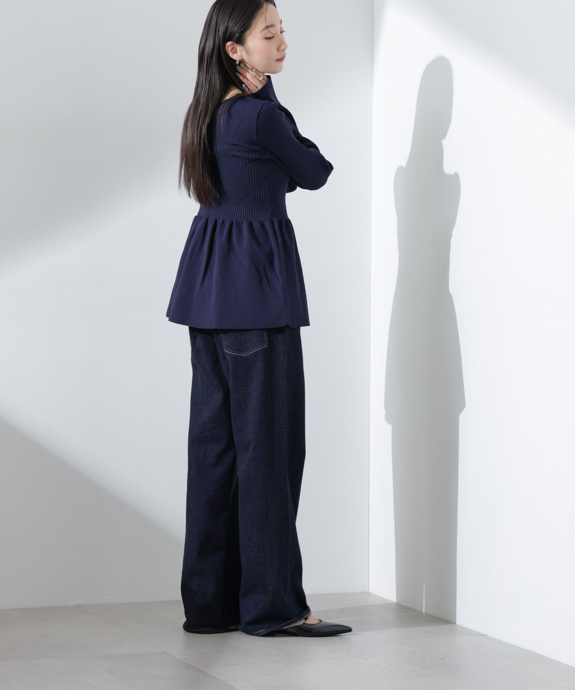 nano･universe「前後2WAYペプラムニットカーディガン」|ニット・セーター|