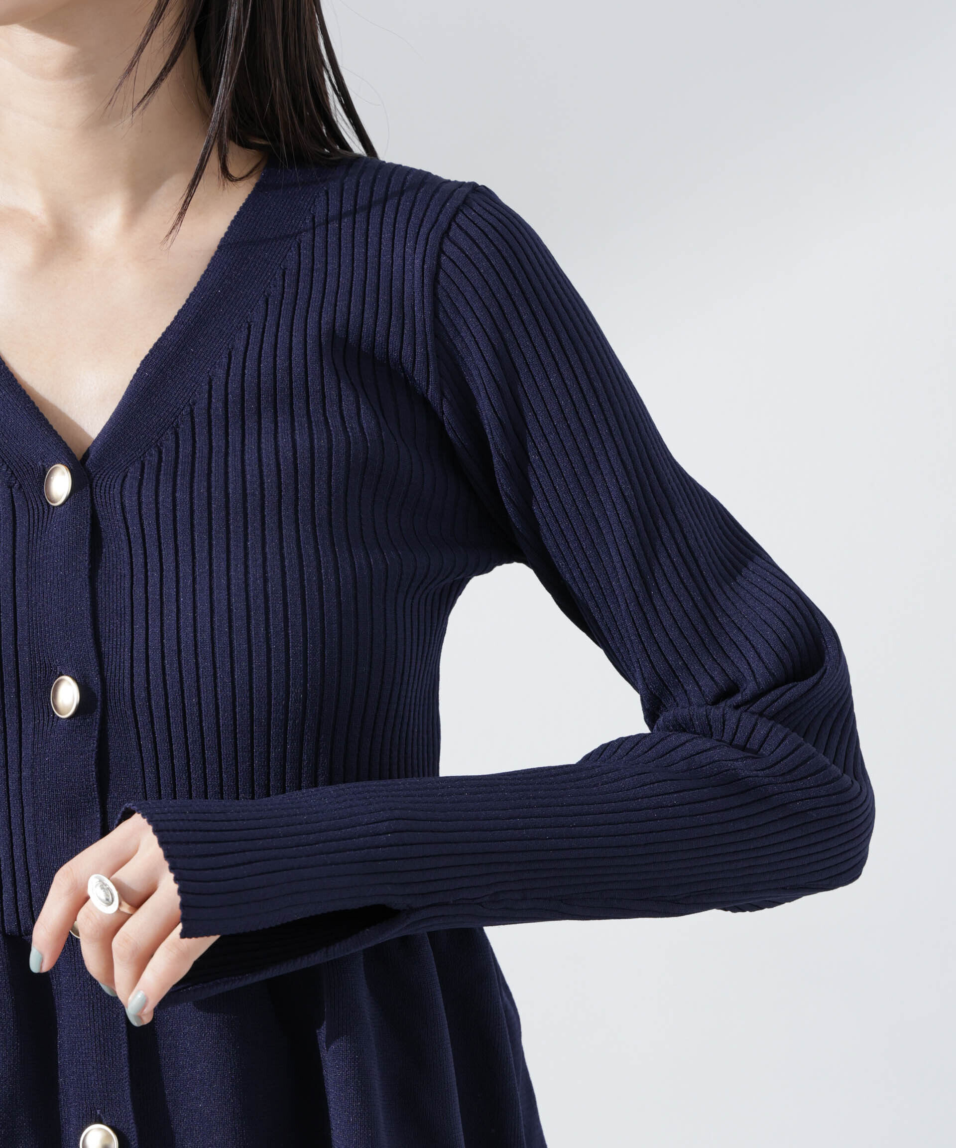 nano･universe「前後2WAYペプラムニットカーディガン」|ニット・セーター|