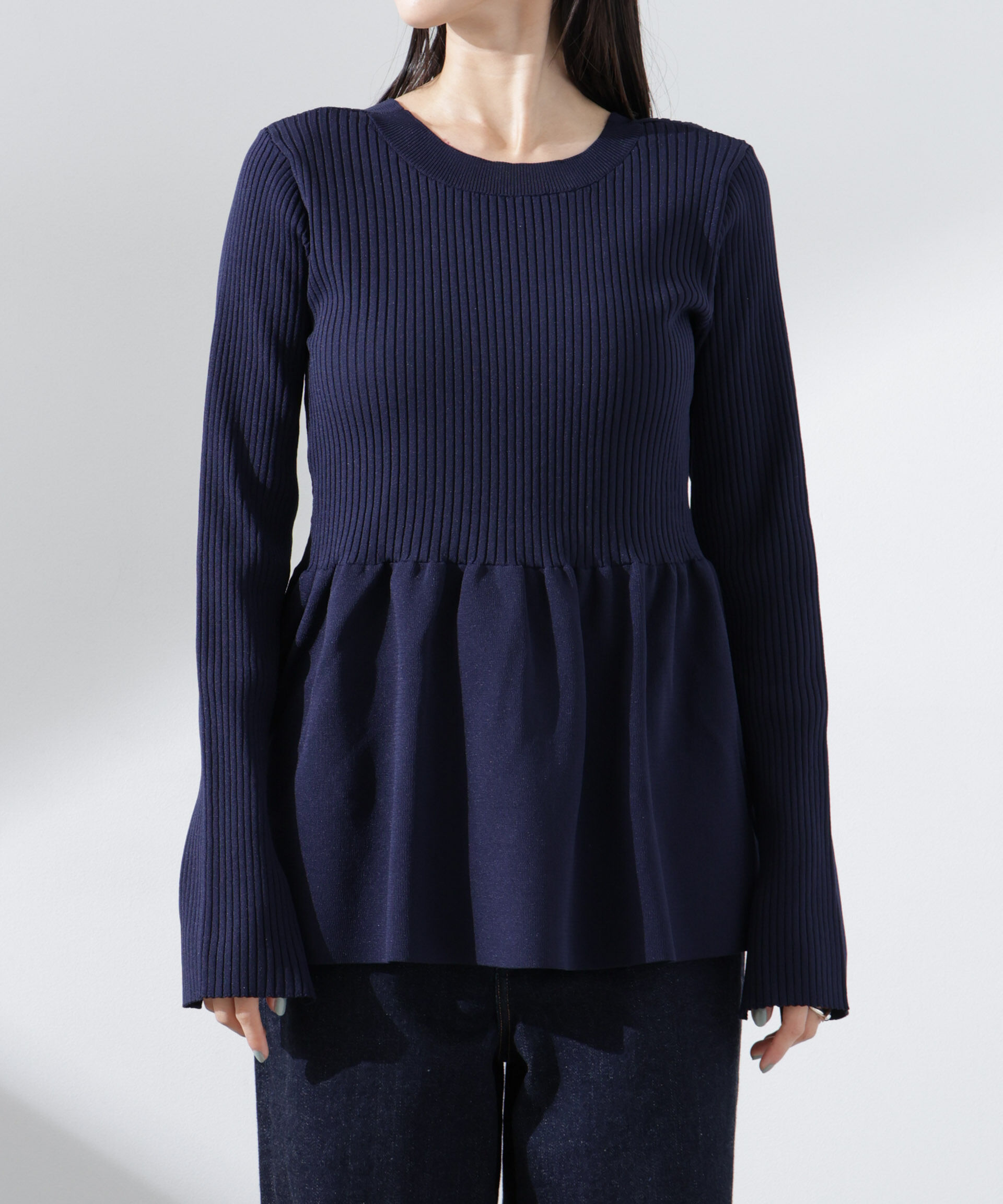 nano･universe「前後2WAYペプラムニットカーディガン」|ニット・セーター|